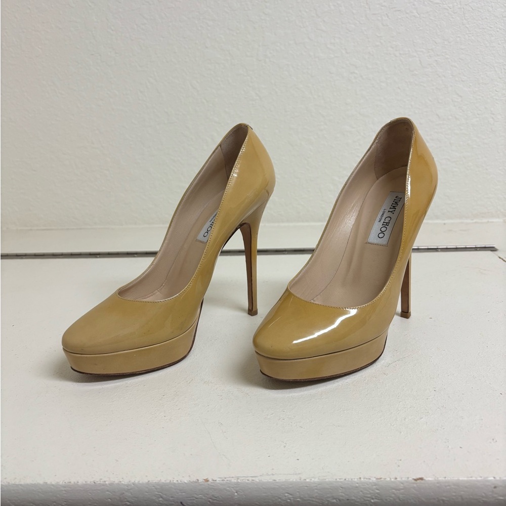 Jimmy Choo Beige Patent Leather Heels